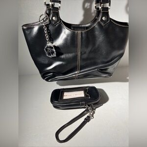 Classic Croft & Barrow Black Leather Tote Purse Set – Elegant Style